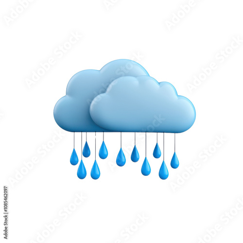 Blue clouds with rain droplets create calming atmosphere