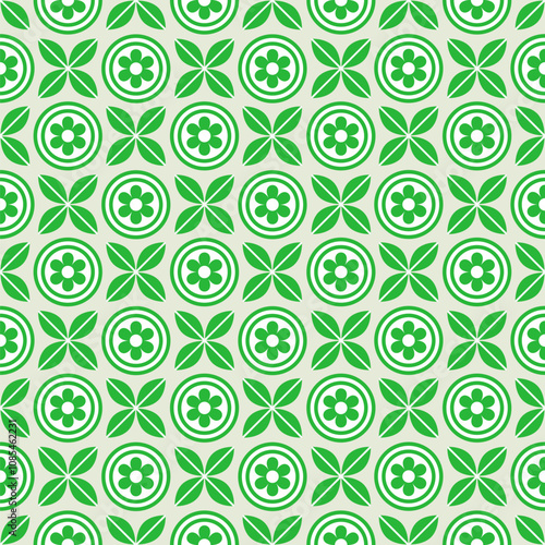 Vintage decorative floral seamless pattern design in green color, can be used for floor tile, wallpaper, wrapping paper, printing material.