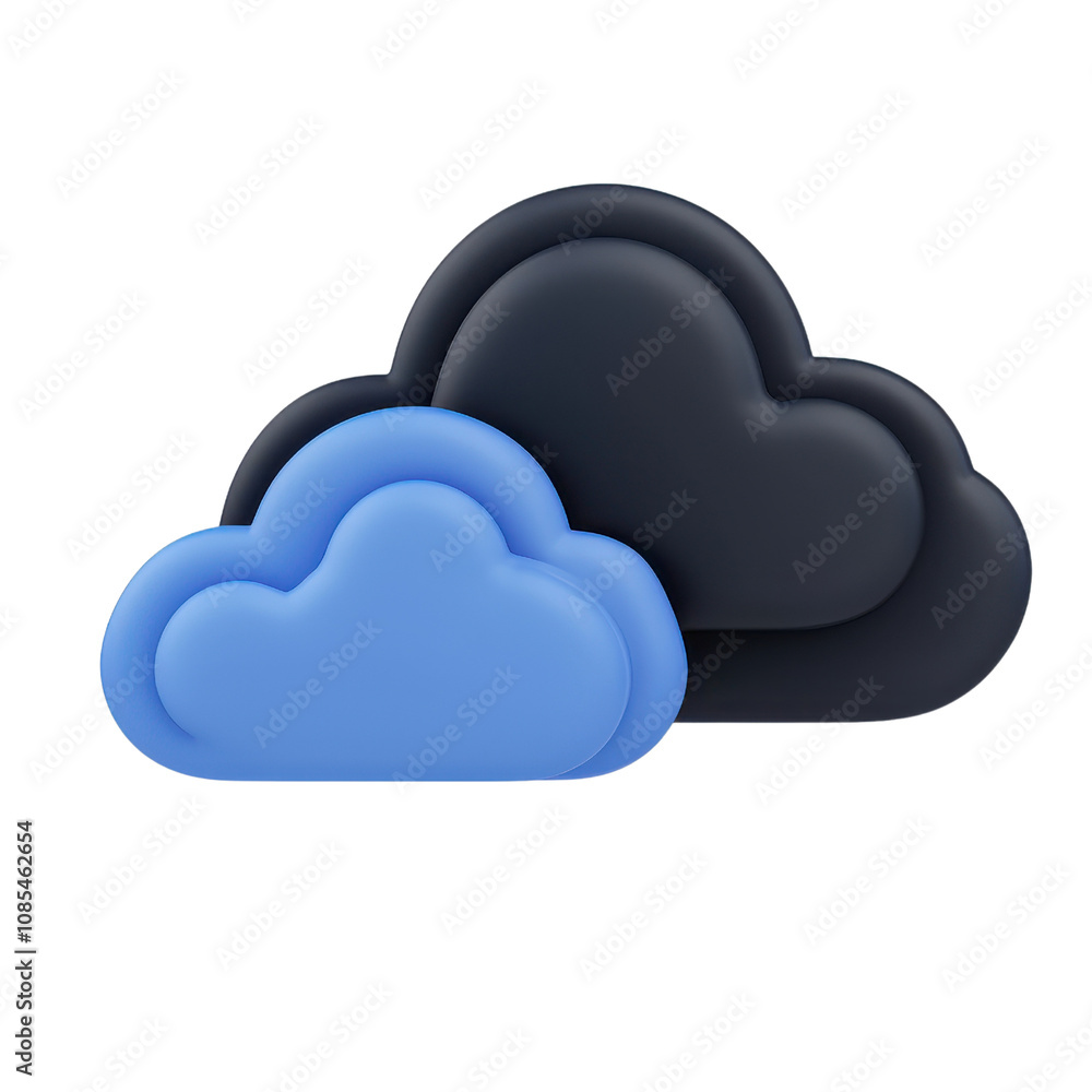 Stylized blue and black cloud shapes on white background Stylized blue and black cloud shapes on white background