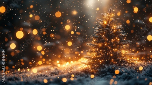 Wallpaper Mural Glittering Christmas tree in a snowy landscape. Torontodigital.ca