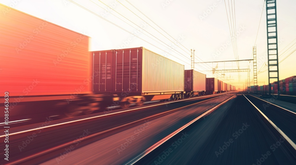 Freight Train at Sunset Freight Train at Sunset