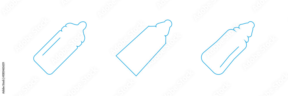 baby bottle icon Flat art in outline set baby bottle icon Flat art in outline set
