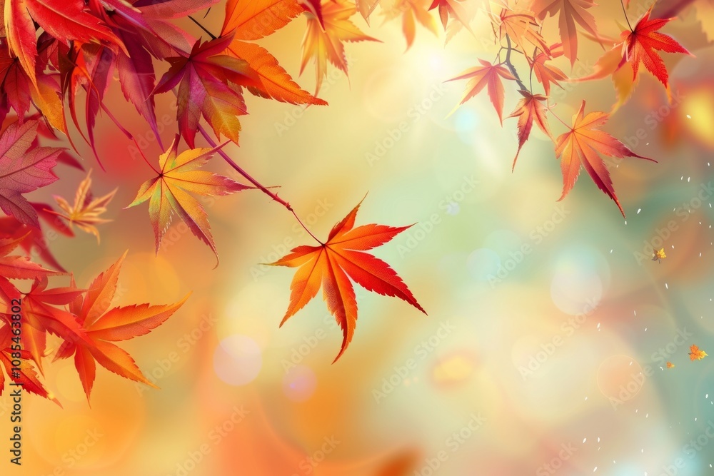 Orange fall leaves in park, autumn natural background. Neural network ai generated art Orange fall leaves in park, autumn natural background. Neural network ai generated art