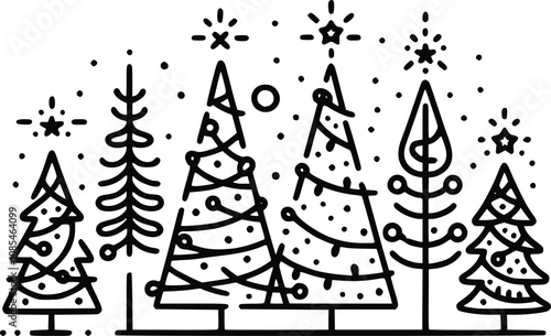 Christmas trees with Merry Christmas Ornaments and Merry Christmas decorations Bundle Vector file