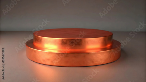 Warm lighting and a layered podium design make this space perfect for presentations.