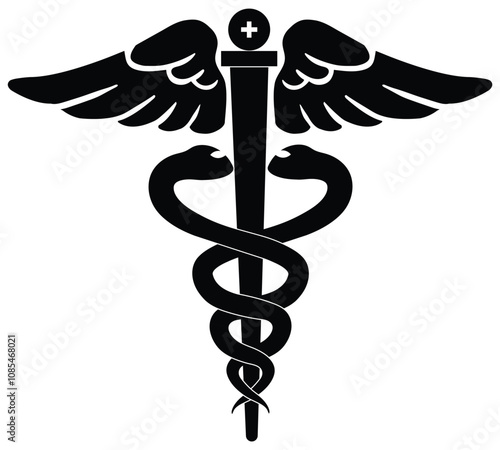Medical sign, medical symbol, Medical Snake Caduceus Logo, Caduceus sign, caduceus symbol, Snake medical icon. Icon vector illustration on white background.
