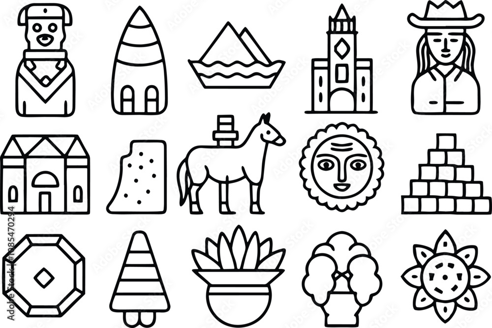Fototapeta premium set of icons of church