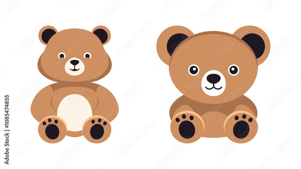 Minimalist Flat Vector Bear Illustration on White Background, Simple Stylized Design, Cartoonish, Bold Colors, Clean Aesthetic Minimalist Flat Vector Bear Illustration on White Background, Simple Stylized Design, Cartoonish, Bold Colors, Clean Aesthetic
