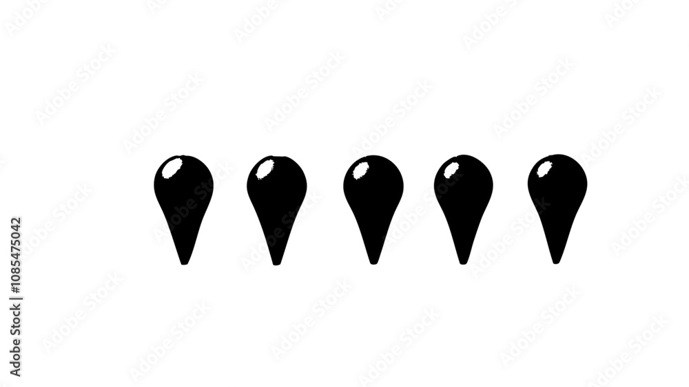 A set of map pin icons in simple shapes A set of map pin icons in simple shapes