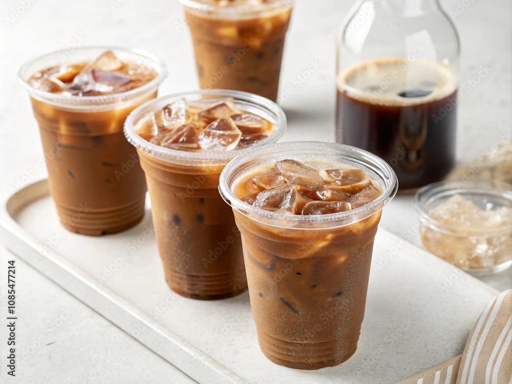 Ice coffee in the glass with white background Ice coffee in the glass with white background