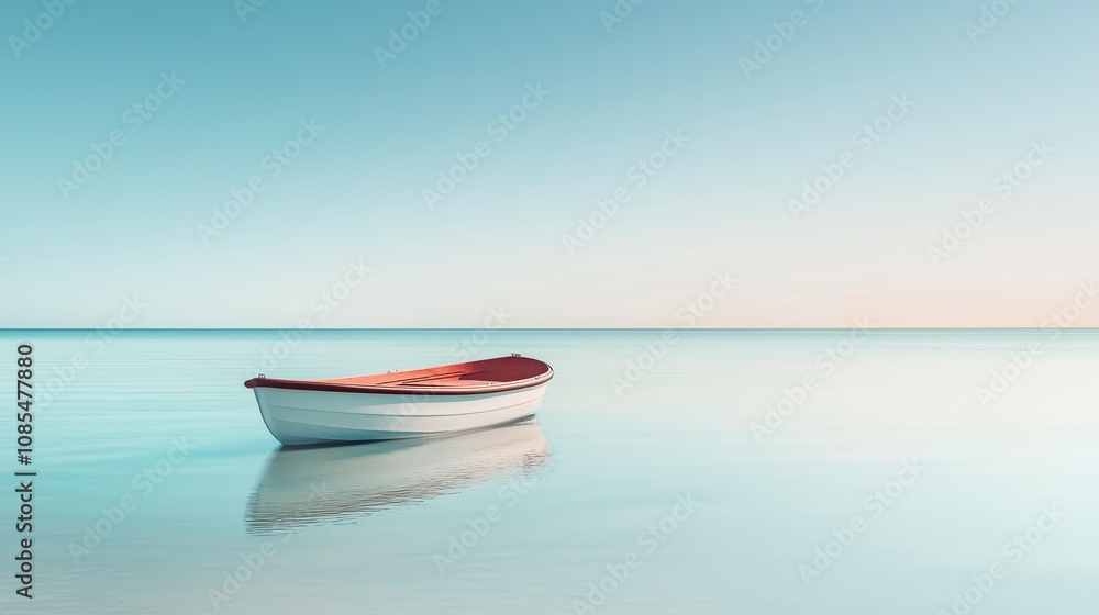 Boat gently floating on the calm beach waters. Boat gently floating on the calm beach waters.