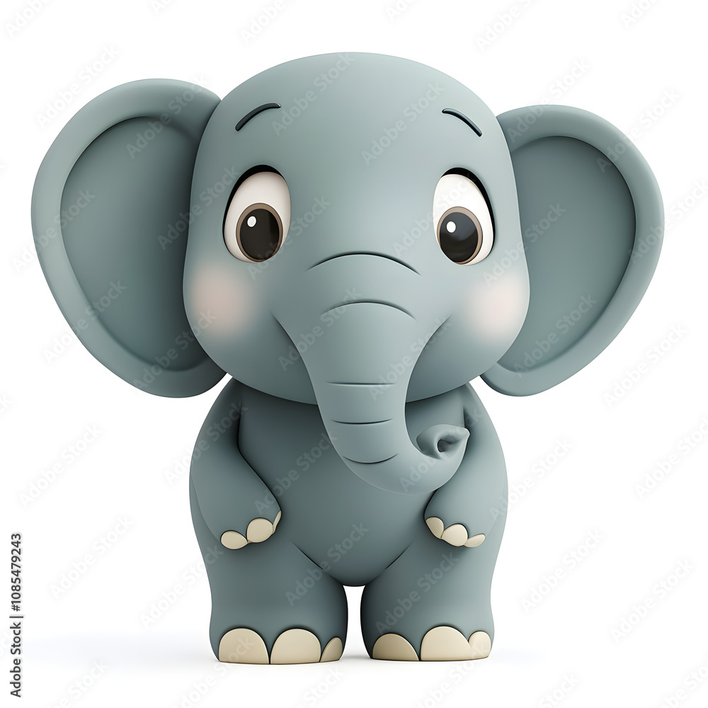 3d rendering cute baby elephant on white background 3d rendering cute baby elephant on white background