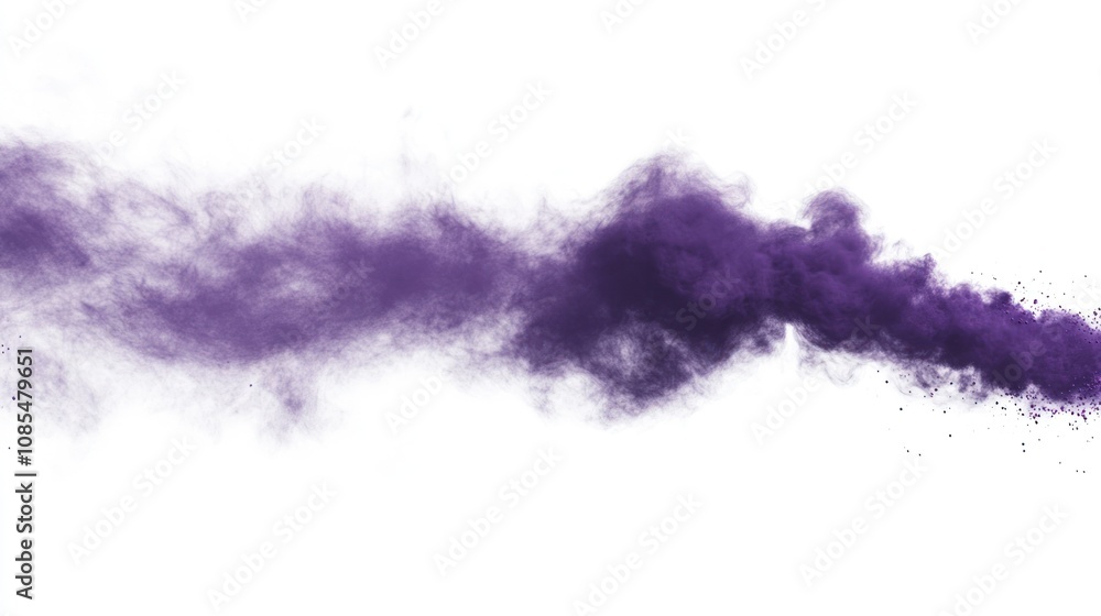 A vibrant purple powder cloud dispersing against a white background, suggesting creativity and energy. A vibrant purple powder cloud dispersing against a white background, suggesting creativity and energy.