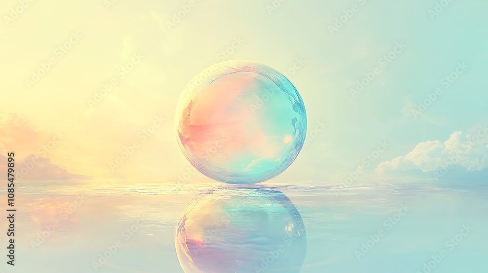 A single soap bubble floating in the air colorful gradient background A single soap bubble floating in the air colorful gradient background