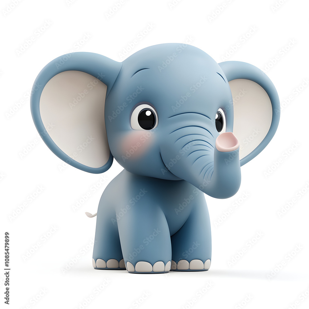 3d rendering cute baby elephant on white background 3d rendering cute baby elephant on white background