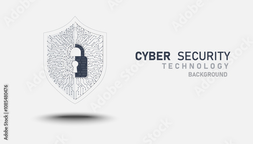 Cyber security vector background, shield lock in futuristic Concept of internet privacy and cyber protection,shield with circuit texture