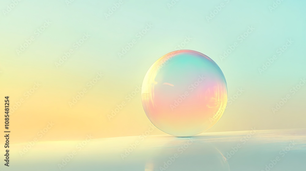 A single soap bubble floating in the air colorful gradient background A single soap bubble floating in the air colorful gradient background