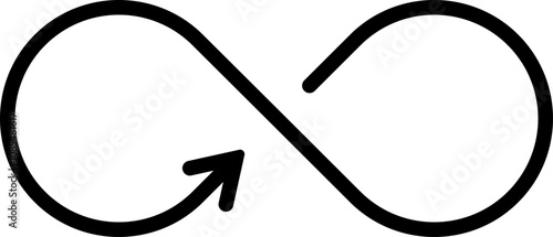 Infinity arrow icon in linear style. 