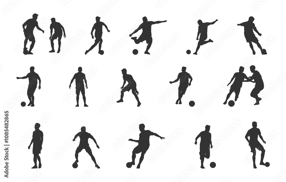 Fototapeta premium Futsal players silhouette, Futsal players svg, Futsal football players silhouette, Football players svg, Futsal svg, Players silhouette.