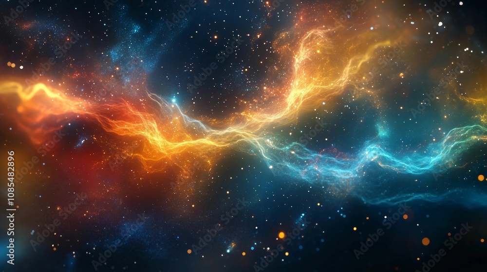 Beautiful cosmic background with swirling nebulae and stars, creating an ethereal atmosphere for design or text Beautiful cosmic background with swirling nebulae and stars, creating an ethereal atmosphere for design or text