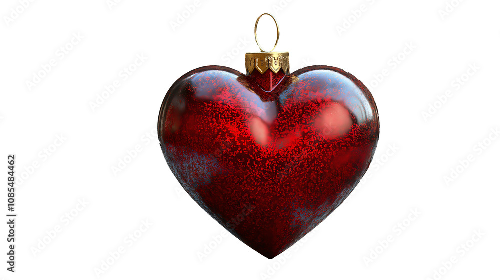 Red Heart Ornament with Glossy Surface and Golden Top Loop Red Heart Ornament with Glossy Surface and Golden Top Loop