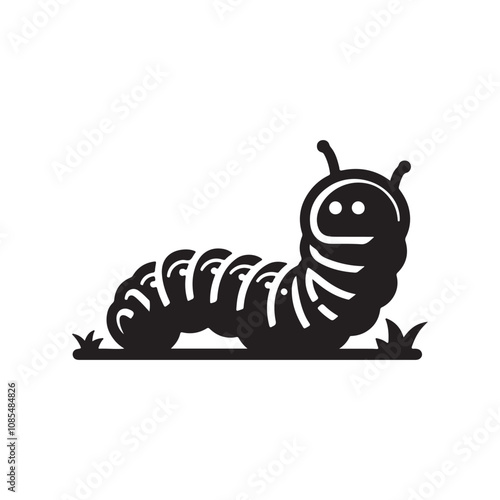 Design a Caterpillar crawling icon isolated on white background