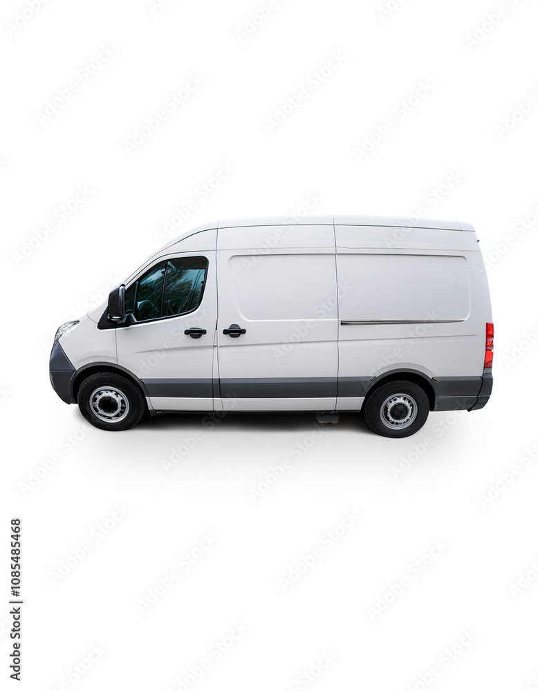 Big Van with white color side view isolated on white Big Van with white color side view isolated on white