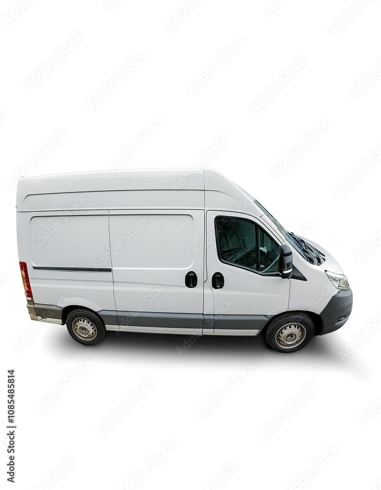 Big Van with white color side view isolated on white Big Van with white color side view isolated on white