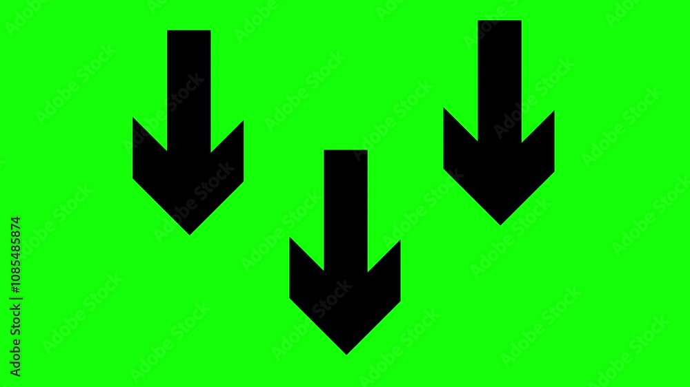 Black arrow pointing right on green screen background chroma key Black arrow pointing right on green screen background chroma key