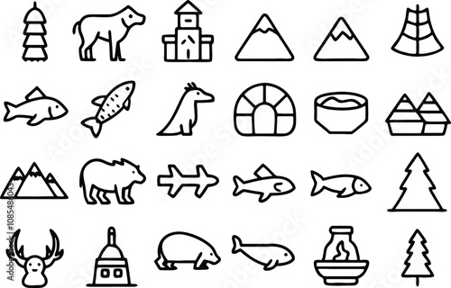 set of camping icons