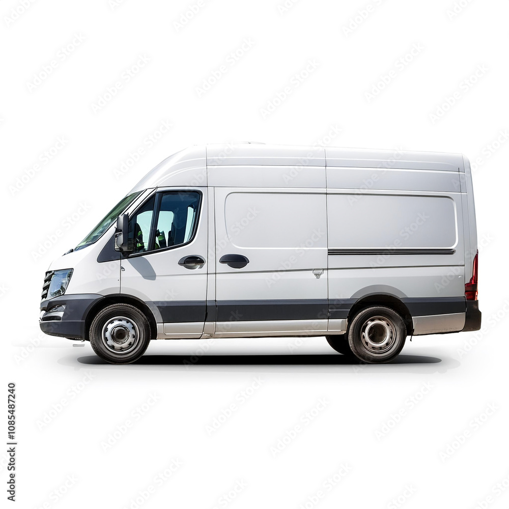 Big Van with white color side view isolated on white