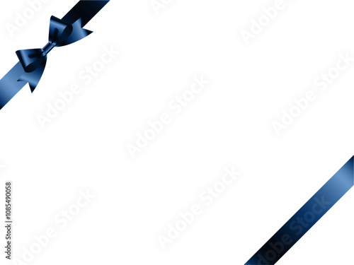 リボン結び、斜め15青