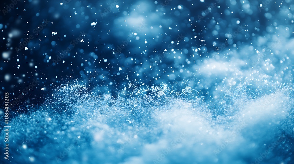 Obraz premium Abstract background of snow and falling snowflake particle bokeh blur