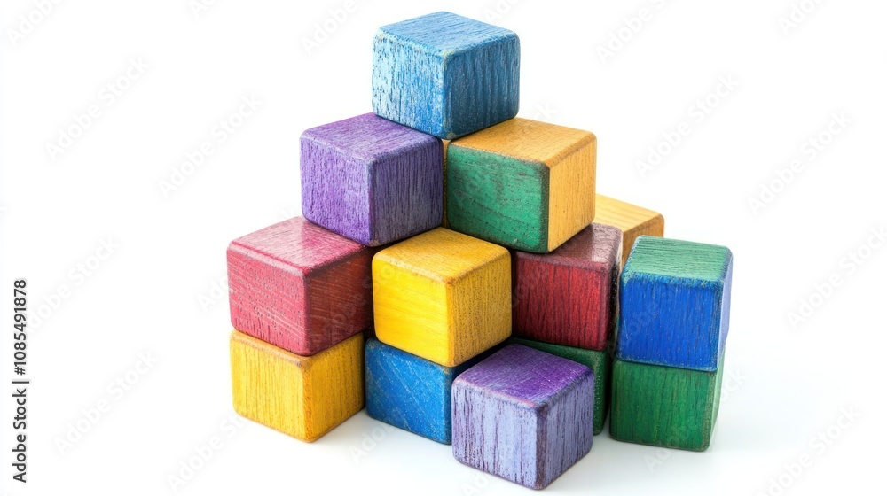 Colorful Wooden Blocks Stacked in a Pyramid Colorful Wooden Blocks Stacked in a Pyramid