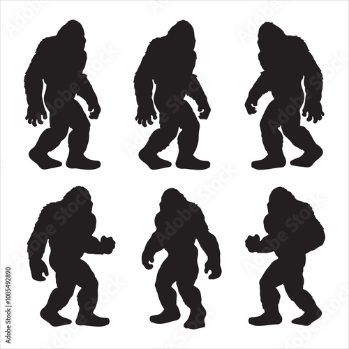 set of vector bigfoot silhouette