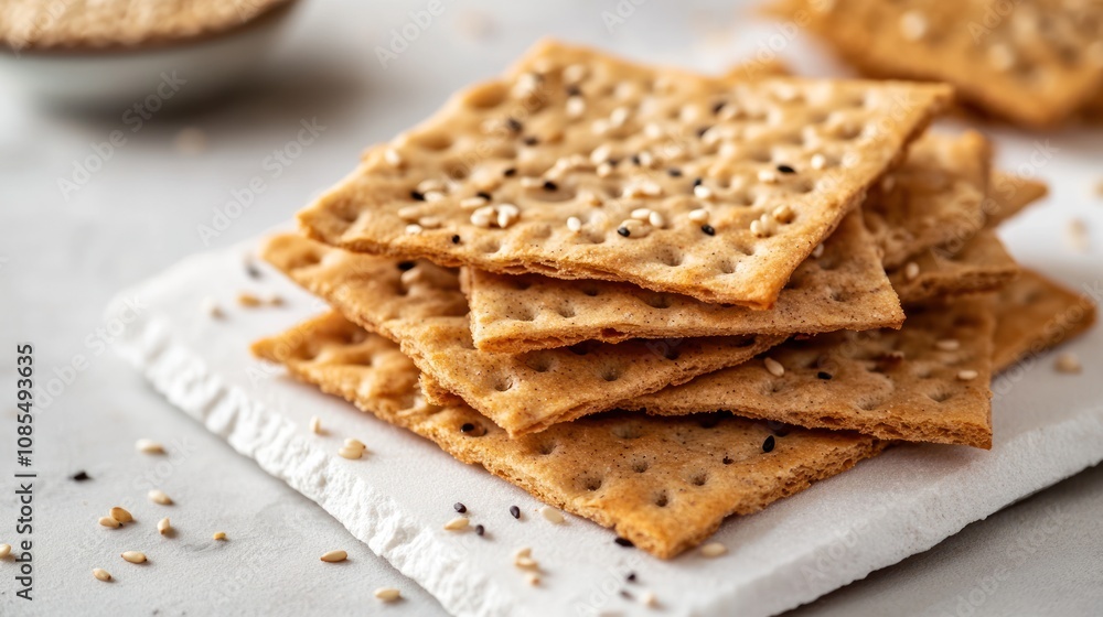 Stack of Sesame Seed Crackers Stack of Sesame Seed Crackers