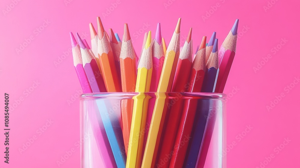 Colorful Pencils in a Glass Colorful Pencils in a Glass