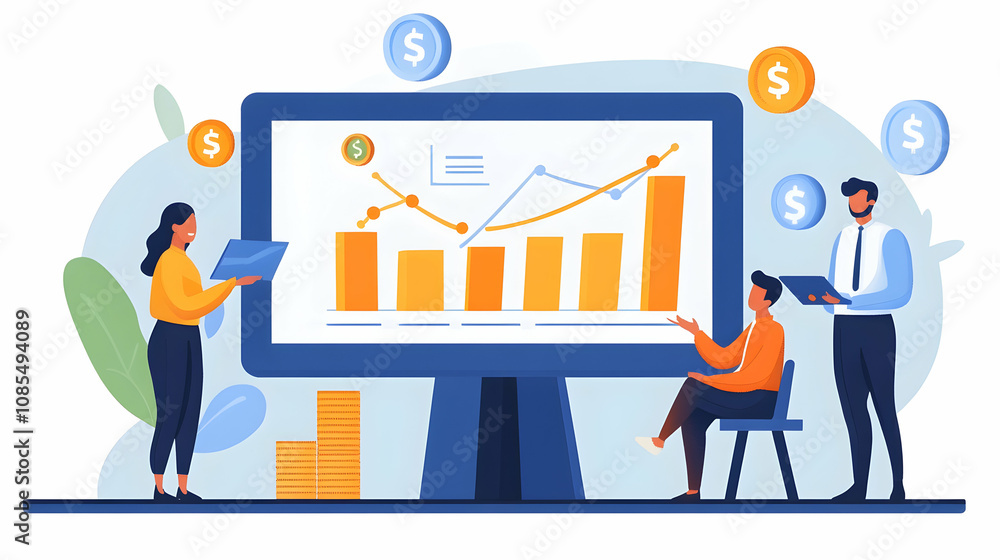 Business growth strategies office setting digital presentation data visualization collaborative approach financial insights for success Business growth strategies office setting digital presentation data visualization collaborative approach financial insights for success