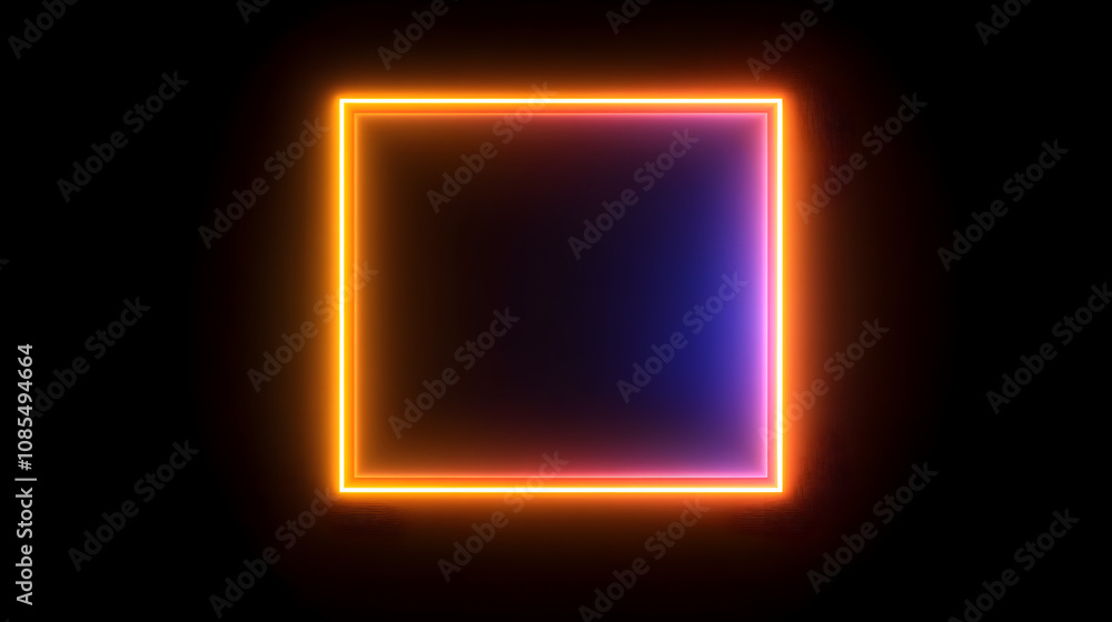 3d render, abstract geometric background with neon square frame glowing with gradient light in the dark. Futuristic showcase for product presentation 3d render, abstract geometric background with neon square frame glowing with gradient light in the dark. Futuristic showcase for product presentation