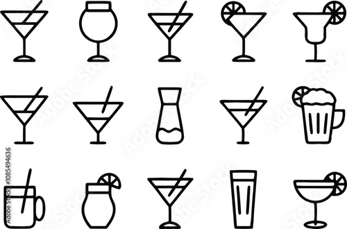 set of different drinks
