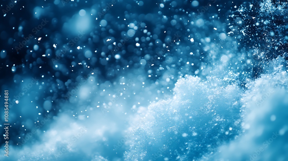 Obraz premium Abstract background of snow and falling snowflake particle bokeh blur