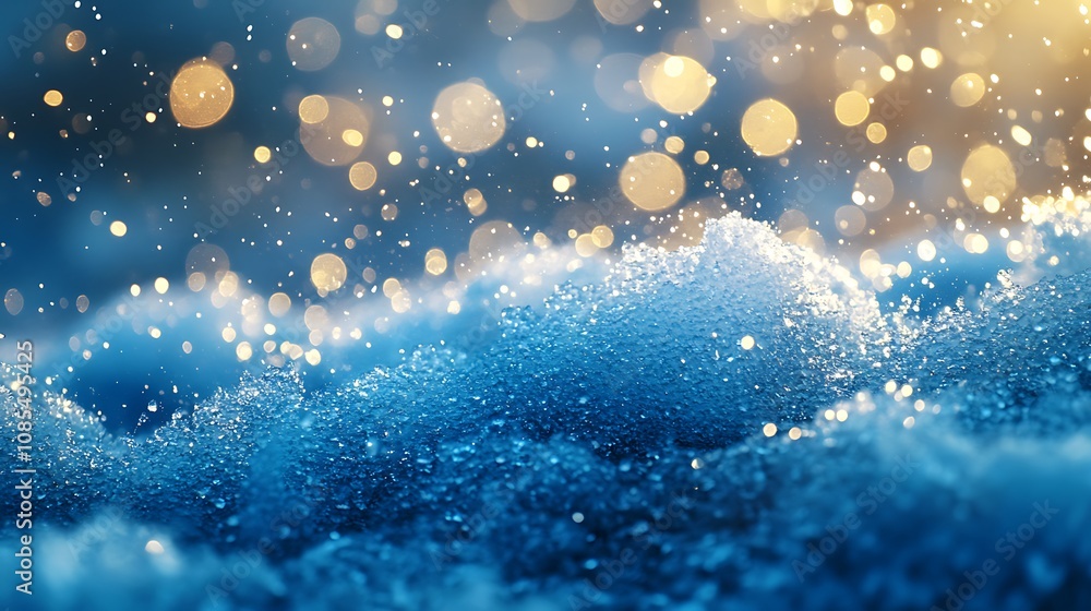 Obraz premium Abstract background of snow and falling snowflake particle bokeh blur