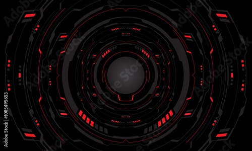 Set of sci fi red grey cyber line circle system technology futuristic design modern creative on black background vector
