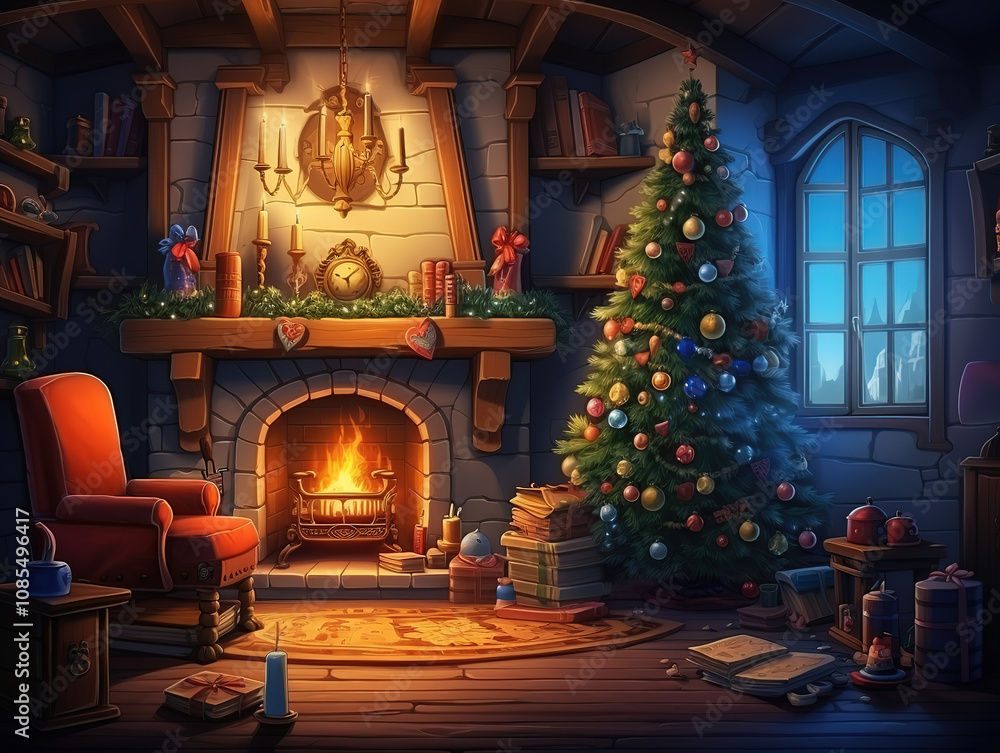 custom made wallpaper toronto digitalUnbelievable Festive Christmas Tree with Fireplace Background Cozy Holiday Decor in a Warm Living