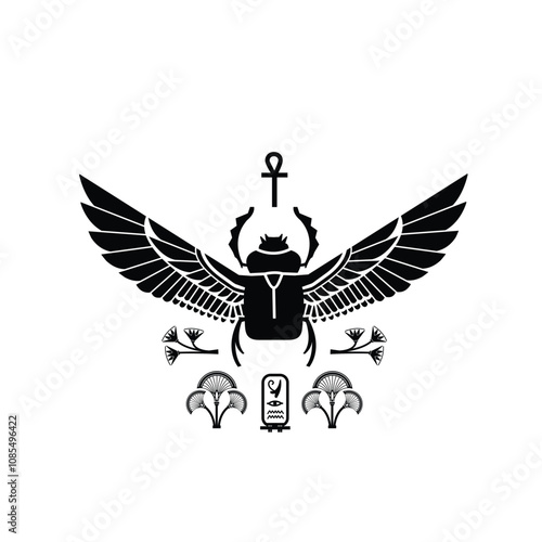 ancient egyptian god sacred scarab beetle and the rod of resurrection
