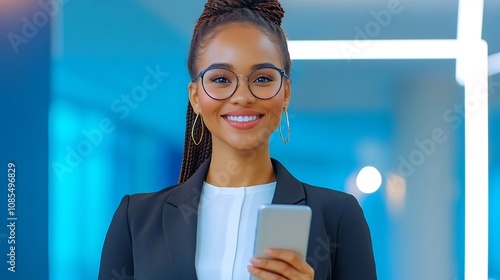 Confident Businesswoman Holding Smartphone in Modern Office Interior Free Download Confident Businesswoman Holding Smartphone in Modern Office Interior - GFXLoad