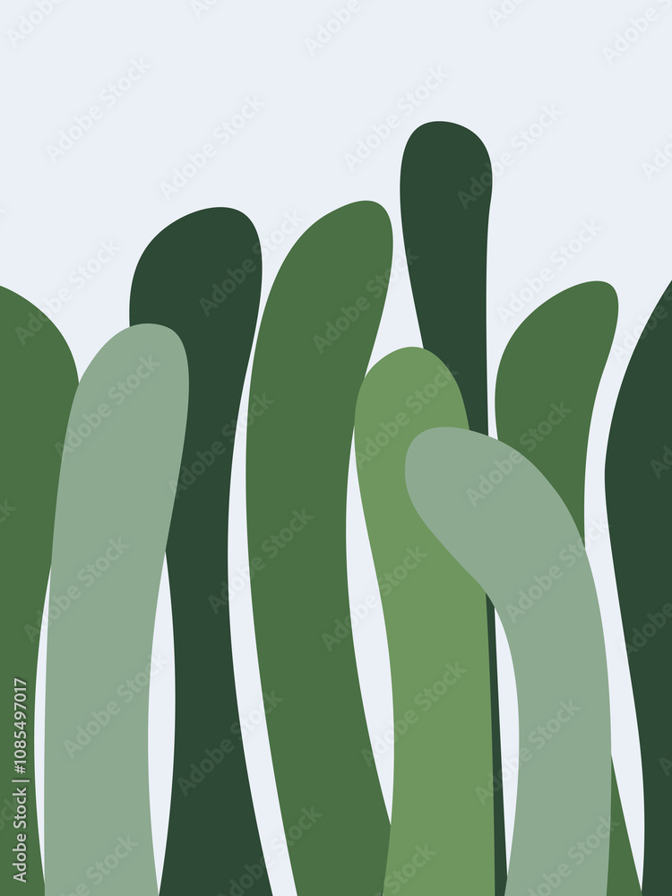 Cool abstract leaf poster. Modern and trendy minimalist style with green tones. Hand drawn design for wallpaper, wall decor, prints, postcards, covers, templates, banners. Cool abstract leaf poster. Modern and trendy minimalist style with green tones. Hand drawn design for wallpaper, wall decor, prints, postcards, covers, templates, banners.