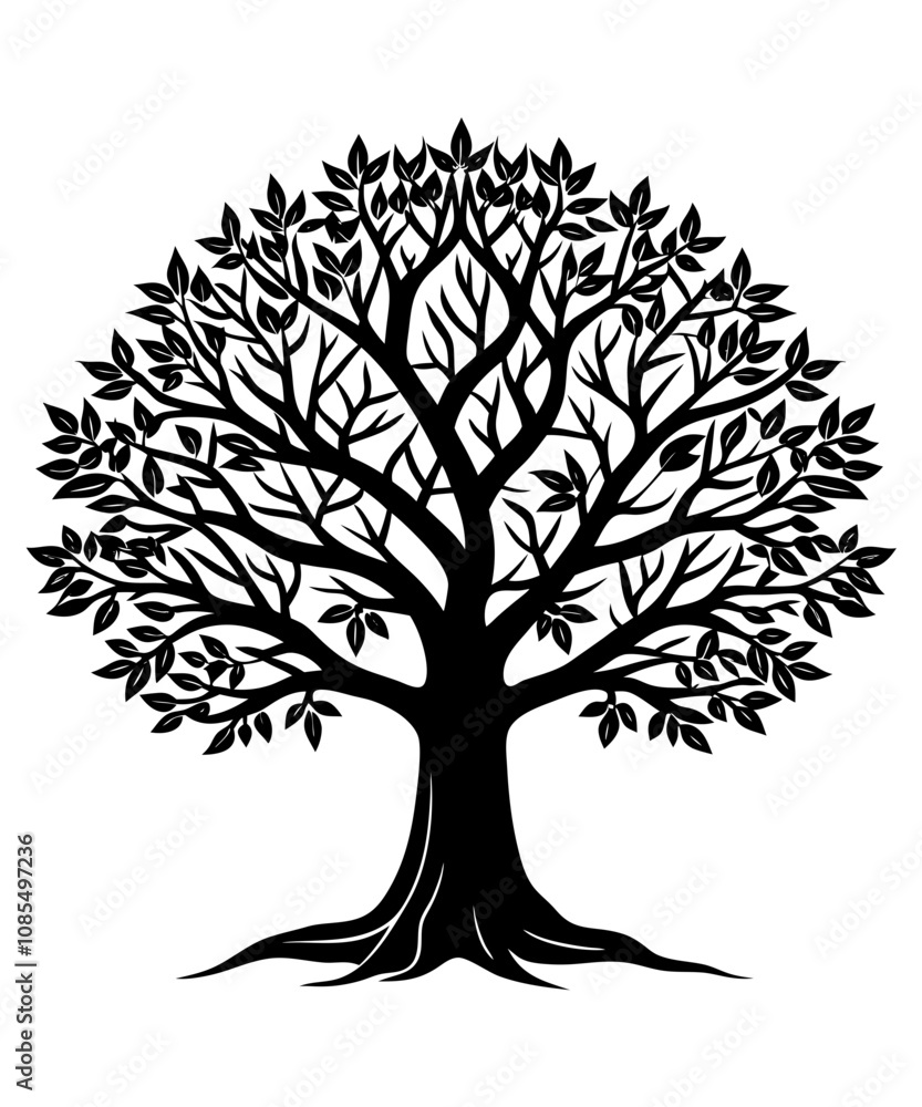 Obraz premium Black Silhouette Tree Vector. Forest Vector illustration