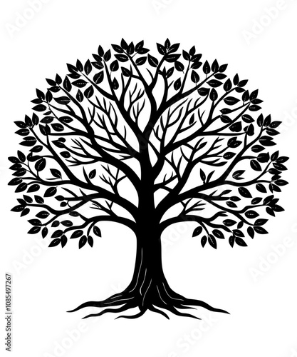 Black Silhouette Tree Vector. Forest Vector illustration