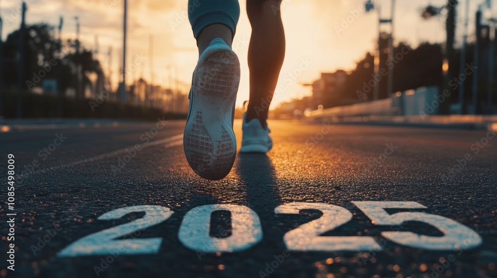 custom made wallpaper toronto digitalRunner Welcoming 2025 at Sunrise on an Open Road, Symbolizing New Beginnings and Determination